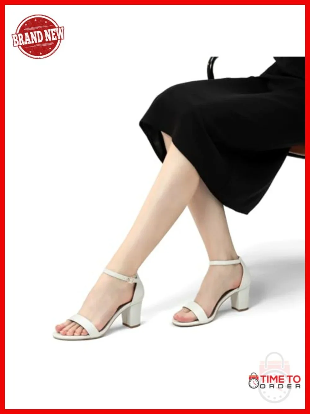 Women's Heeled Sandals Open Toe Ankle Strap 2.5-Inch Chunky Heel Faux Leather